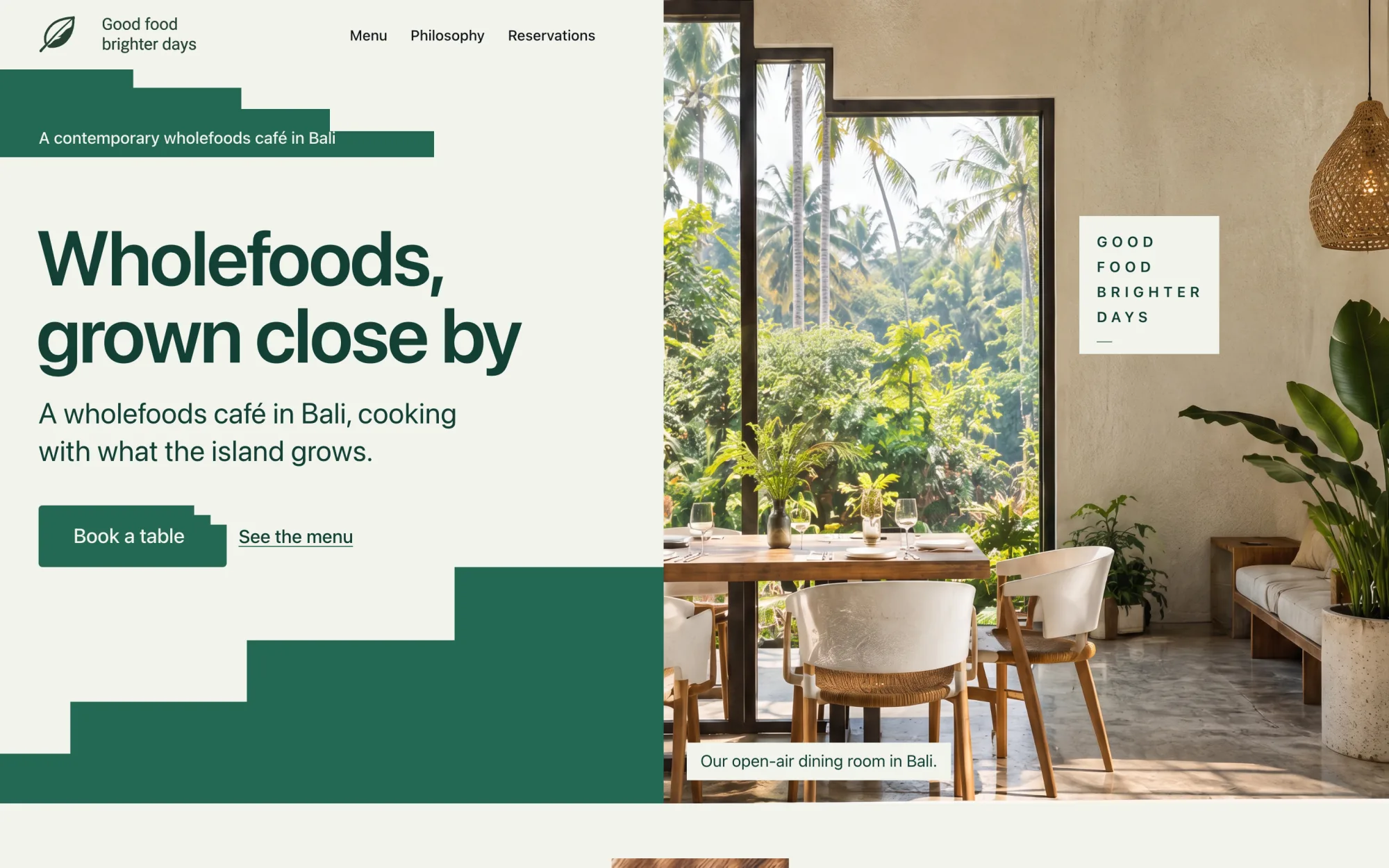 Wholefoods Café homepage on a desktop