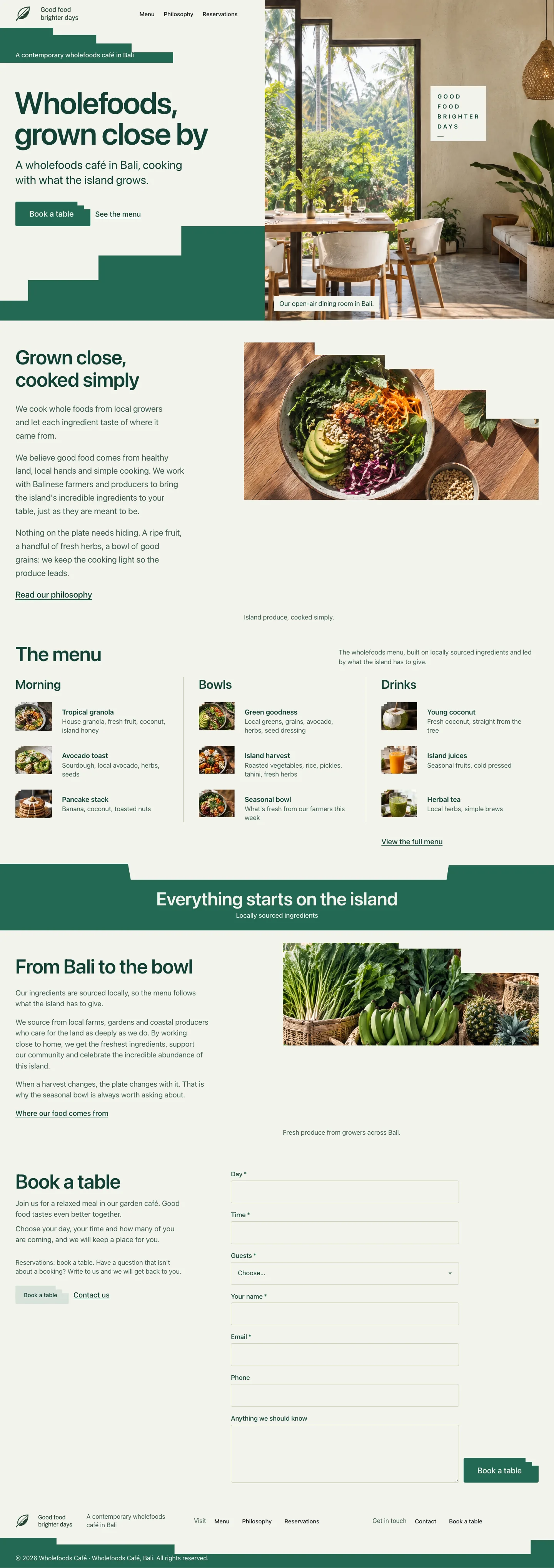 The live homepage it built